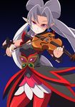  akagi_towa earrings go!_princess_precure highres instrument jewelry konboi-eg long_hair looking_at_viewer no_mask pantyhose pointy_ears precure red_eyes solo twilight_(go!_princess_precure) violin white_hair 