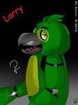  2015 abstract_background animatronic avian beak bird eyebrows fan_character five_nights_at_freddy&#039;s green_skin jg-draws larry looking_at_viewer machine mechanical open_mouth orange_eyes parrot robot video_games 