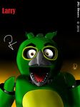  2015 abstract_background animatronic avian beak bird eyebrows fan_character five_nights_at_freddy&#039;s green_skin jg-draws larry looking_at_viewer machine mechanical open_mouth orange_eyes parrot robot video_games 