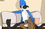  anthro avian balls bird blue_fur blue_penis cartoon_network chest_tuft drooling duo fangs foot_fetish footjob forced forced_oral freckles fur inside kapitanwolfgang licking male male/male mammal mordecai_(regular_show) one_eye_closed oral penis penis_lick raccoon regular_show rigby_(regular_show) saliva sex smile sofa spread_legs spreading teeth tongue tongue_out tuft vein white_fur 