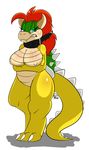  2015 anthro blue_eyes bowser breasts crossgender female hair horn kingbeast looking_at_viewer mario_bros nintendo nude plain_background solo spikes video_games white_background 