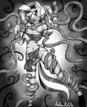  2015 absurd_res anibaruthecat anthro areola bound breasts clothing equine fan_character female greyscale hair hi_res long_hair mammal monochrome my_little_pony navel nipples open_mouth penis_tentacles restrained solo stripes tentacles two_tone_hair underwear vein zebra 