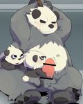  ambiguous_gender balls bound male nintendo pancham pangoro penis pok&eacute;mon size_difference video_games white_monkey 