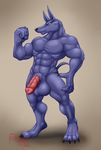 2015 abs balls biceps big_balls big_muscles canine claws digitigrade flexing fur half-erect hungothenomster jackal male mammal muscles navel nude pecs penis solo standing toe_claws toned 