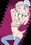  amy_rose bandage bottomless cleavage clothed clothing female half-dressed hedgehog is_(artist) legwear mammal oekaki sonic_(series) stockings 