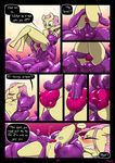  &lt;3 anal anal_penetration anthro balls blush clenched_teeth comic dickgirl english_text equine erection eyes_closed female fluttershy_(mlp) friendship_is_magic goo grin hair intersex mammal my_little_pony nude pegasus penetration penis purple_penis sex slypon teasing teeth text twilight_sparkle_(mlp) wings 