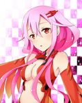  bare_shoulders breasts center_opening cleavage detached_sleeves elbow_gloves gloves guilty_crown hair_ornament hairclip long_hair looking_at_viewer medium_breasts navel open_mouth pink_hair red_eyes shiloh solo twintails yuzuriha_inori 