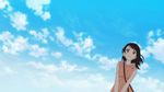  animated animated_gif bag cloud day dress lowres nisekoi onodera_kosaki screencap short_hair shoulder_bag sky solo wind 
