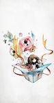  bolt box brown_hair deemo deemo_(character) floating girl_(deemo) highres in_container looking_up official_art ribbon television undo_(deemo) 