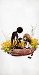  deemo deemo_(character) flower full_body girl_(deemo) happy highres kneeling official_art pinky_swear sitting smile tears yubikiri_genman_(deemo) 