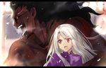  1girl berserker black_hair fate/stay_night fate_(series) illyasviel_von_einzbern isshiki_(ffmania7) long_hair red_eyes white_hair 