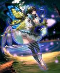 antennae ass bad_id bad_pixiv_id barefoot bent_over black_dress black_hair black_panties blue_eyes breasts butterfly_wings detached_sleeves dress fairy finger_to_mouth flower forest full_body full_moon glowing hair_ornament highres lake lantern large_breasts long_hair long_sleeves looking_at_viewer looking_back masao moon mountain multicolored multicolored_wings nature no_bra original panties polearm ponytail puffy_short_sleeves puffy_sleeves sash see-through short_sleeves sideboob sky solo sparkle star_(sky) starry_sky striped striped_legwear thighhighs thighs toeless_legwear underwear upskirt very_long_hair water waterfall weapon wide_sleeves wings wrist_cuffs 
