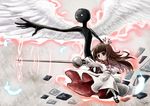  9mg2 bad_deviantart_id bad_id brown brown_hair deemo deemo_(character) dress expressionless friction_(deemo) frills girl_(deemo) looking_afar pantyhose rapier sword weapon wings 