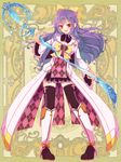  dennryuurai fantasy long_hair psychic_hearts purple_hair red_eyes solo staff thighhighs 