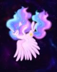  2015 celestiathegreatest cutie_mrk equine eyes_closed female friendship_is_magic hair horn mammal multicolored_hair my_little_pony portrait princess_celestia_(mlp) solo space sparkles star winged_unicorn wings 