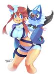  blue_eyes breasts brown_hair fuuro_(pokemon) gen_5_pokemon iroyopon large_breasts long_hair navel pokemon pokemon_(creature) pokemon_(game) pokemon_bw woobat 