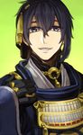  blue_eyes blue_hair gloves japanese_clothes male_focus mikazuki_munechika ruchi solo touken_ranbu 