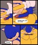  2015 anal anal_penetration balls blush crazedg cum cum_in_ass cum_inside english_text green_eyes male miles_prower penetration penis sonic_(series) sonic_the_hedgehog text 