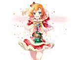  :d belt blue_eyes bow box brown_hair capelet christmas gift gift_box hair_bow kousaka_honoka love_live! love_live!_school_idol_project merry_christmas miwabe_sakura open_mouth plaid plaid_bow santa_costume skirt smile solo 