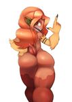  8chan ammit-chan ass big_hair dark_skin drawfag from_behind grin hand_on_hip happy huge_ass long_hair meme monster monster_girl nerdbayne nude open_mouth paws pointing pointy_ears sharp_teeth shiny_hair shiny_skin smile solo tail thick_thighs wide_hips 