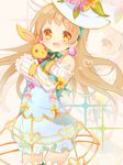 :d bangs bow brown_hair button_eyes detached_sleeves earrings easter easter_egg egg egg_earrings flower hat hat_flower jewelry long_hair love_live! love_live!_school_idol_project minami_kotori open_mouth pumpkin_pants ribbon sleeves_past_wrists smile solo stuffed_animal stuffed_bunny stuffed_toy suzuhara_(13yuuno) yellow_eyes 