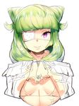  bangs blunt_bangs breasts copyright_request epaulettes eyepatch green_hair naso4 pink_eyes sideboob sketch small_breasts solo two_side_up 