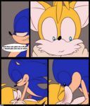  2015 blush crazedg english_text green_eyes kissing male male/male miles_prower penis sonic_(series) sonic_the_hedgehog text 