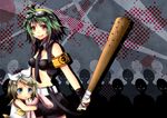  :q armband baseball_bat between_breasts breasts goggles goggles_on_head green_hair gumi kagamine_rin kairiki_bear_(&quot;lolita&quot;_songs) multiple_girls nail nail_bat necktie necktie_between_breasts shiomizu_(swat) tongue tongue_out vocaloid 