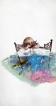  bed brown_hair deemo fish full_body girl_(deemo) highres lying official_art solo surreal turtle walking_by_the_sea_(deemo) water 