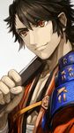  armor brown_eyes brown_hair close-up japanese_armor male_focus mutsu-no-kami_yoshiyuki ruchi shoulder_armor sode solo touken_ranbu 