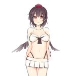  adapted_costume ameyame bad_id bad_pixiv_id bangs bikini_top bird_wings black_hair blush breasts closed_mouth collarbone cowboy_shot embarrassed eyebrows_visible_through_hair groin hat highleg highleg_panties looking_at_viewer medium_breasts microskirt navel neckerchief nervous panties panty_straps parted_bangs pleated_skirt raised_eyebrows red_eyes red_hat shameimaru_aya short_hair signature simple_background sketch skirt solo standing thigh_gap tokin_hat touhou underwear white_background white_skirt wings 