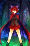  bow cape hair_bow kutsuki_kai red_eyes red_hair sekibanki shirt skirt solo touhou 