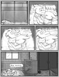  2015 blush canine comic couple cuddling cute duo eevee eeveelution eyes_closed female fur greyscale hair hug lying male male/female mammal monochrome nintendo open_mouth pok&eacute;mon rymherdier smile text tongue tuft video_games zigzagoon 