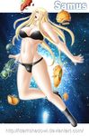  ankle_boots armor black_bra black_panties blonde_hair boots bra breasts broken_armor character_name closed_eyes crying game_over hair_down jorge_cabellos large_breasts long_hair metroid navel panties samus_aran solo space strapless strapless_bra underwear underwear_only varia_suit 