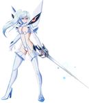  bad_deviantart_id bad_id blue_eyes boots cosplay crossover full_body high_heel_boots high_heels holding holding_sword holding_weapon junketsu kill_la_kill kiryuuin_satsuki kiryuuin_satsuki_(cosplay) left-handed living_clothes long_hair myrtenaster ponytail rapier revealing_clothes rwby scar scar_across_eye side_ponytail solo sword thigh_boots thighhighs transparent_background weapon weiss_schnee white_hair 
