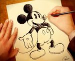  artist_name disney drawing furry gloves hands male_focus mickey_mouse mouse open_mouth out_of_frame pencil ponsu_(ponzuxponzu) pov pov_hands solo tail walt_disney 