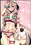  :o absurdres bad_id bad_yandere_id bra breasts cameltoe cleavage garters highres hood hoodie ia_(vocaloid) lingerie long_hair midriff navel open_clothes open_shirt panties pinup shirt small_breasts solo underwear very_long_hair vocaloid 