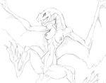  2015 breasts claws fangs feet female guoh monster_hunter nipples open_mouth plain_background remobra sketch spread_legs spreading video_games white_background wings wyvern 