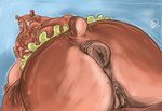  anus breasts female hippopotamus looking_back mammal nipples obese overweight pussy raised_tail solo somevelvetmorning_(artist) tutu 