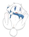  anus blue_eyes bottomless cave_story clothed clothing disembodied_hand edit female fur half-dressed lagomorph looking_at_viewer lying mammal mimiga navel nipples open_mouth paws pussy shirt shirt_lift solo solo_focus sue_sakamoto tongue video_games white_fur zaki 