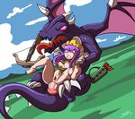  abdominal_bulge anal anal_penetration breasts clothing crossbow dahs dragon duo erection female feral hair horn human male male/female mammal nude penetration penis purple_eyes purple_hair pussy ranged_weapon sex shirt shirt_lift spread_legs spreading tongue tongue_out weapon wings 