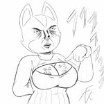  acstlu anthro breasts canine cleavage clothed clothing crossgender fox fox_mccloud human humanoid humor japanese_text mammal monochrome nintendo parody solo star_fox text vidaholix video_games what 