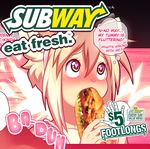  anthro blush female humor mammal pink_nose sandwich solo subway text unknown_artist unknown_species 