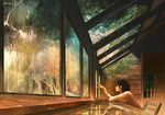  1girl black_hair chair gemi original rain short_hair sitting solo window 