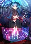  1girl black_hair blue_eyes blue_hair ene_(kagerou_project) headphones highres kagerou_project kisaragi_shintarou long_hair nanase09rr scissors short_hair twintails 