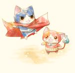  blush cape cat fangs fire fuyunyan haramaki jibanyan no_humans notched_ear open_mouth red_cape scar tail-tip_fire tears umi_(srtm07) youkai youkai_watch youkai_watch_2 