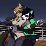  2015 alcohol anthro bear beverage blush breasts licking mammal mistresssable mitsuko nipples panda piercing rooftop san tigerinspace tongue tongue_out undressing 