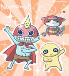  blush cape cat english fan grin haramaki headband jibanyan mask no_humans notched_ear okanenaider paper_fan shirtless shorts smile sparkle standing sunao_(youkai_watch) twitter_username uchiwa umi_(srtm07) youkai youkai_watch youkai_watch_2 