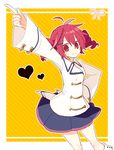  coat drill_hair hair_ornament hairclip hand_on_hip heart kasane_teto pointing red_eyes red_hair smile solo twin_drills utau yoshiki 