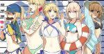  5girls ahoge armlet artoria_pendragon_(all) artoria_pendragon_(lancer) artoria_pendragon_(swimsuit_archer) bikini blonde_hair bow braid breasts cleavage corn crossed_arms fate/grand_order fate_(series) flower food food_in_mouth hair_bow hair_flower hair_ornament height_chart innertube jeanne_d&#039;arc_(fate)_(all) jeanne_d&#039;arc_(swimsuit_archer) jeanne_d'arc_(fate) jeanne_d'arc_(fate)_(all) jeanne_d'arc_(swimsuit_archer) looking_at_viewer medium_breasts multiple_girls mysterious_heroine_xx_(foreigner) navel okita_souji_(fate) okita_souji_(fate)_(all) open_mouth shaved_ice shrug_(clothing) side-tie_bikini stomach swimsuit teshima_nari upper_body 